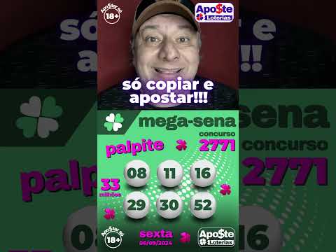 Palpite Mega Sena 2771 33 Milhões 06/09/2024 Só copiar e apostar #megasenadodia #megasena