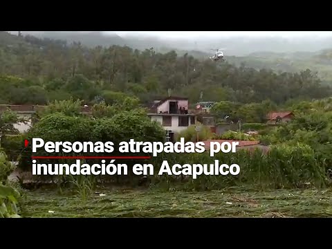 Quedan personas atrapadas tras el desbordamiento de un río en Guerrero