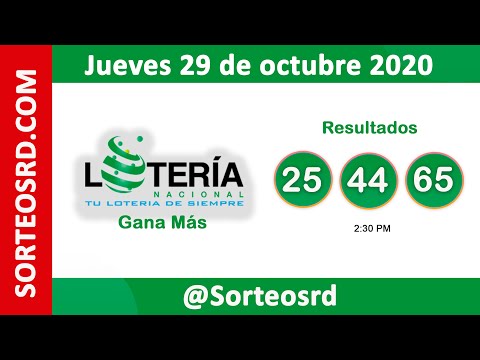 Loteria Nacional Gana Más en VIVO  / Jueves 29 de octubre 2020