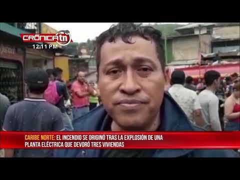 Incendio devora tres viviendas en Bonanza - Nicaragua