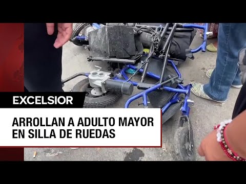 Trailero en Jalisco atropella a abuelito en silla de ruedas, lo golpean y huye