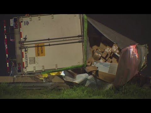 Lanes reopened on I-35 after crash involving overturned 18-wheeler