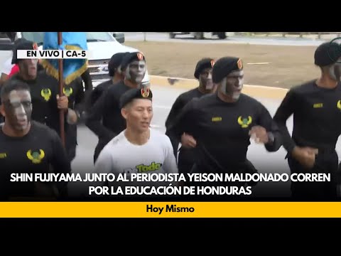 Shin Fujiyama junto al periodista Yeison Maldonado corren por la educación de Honduras