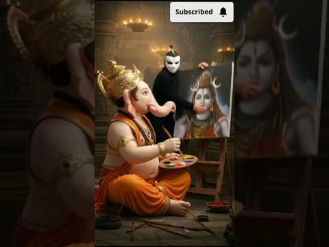 गणेश जी बना रहे थे शिव जी का पेंटिंग😱 तभी नकाबपोश चोर आया और चुरा ले गया😢 गणेश जी देखते रह गए #biel