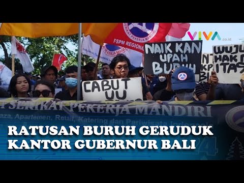 Geruduk Kantor Gubernur Bali, Buruh Tuntut Karyawan Kontrak Dihapus