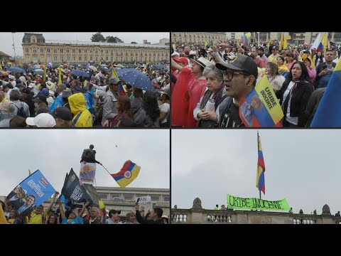 Protesters gather in Bolivar Square in support of Colombian ex-president Uribe | AFP