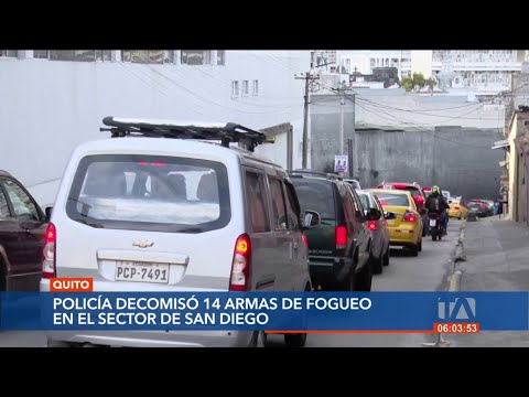 Policía Nacional decomisó 14 armas de fogueo en el sector de San Diego, centro de Quito