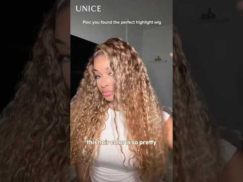 This Hair Color is Pretty! the PERFECT highlight water wave wig!  #wigs #gluelesswig