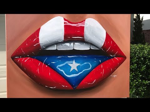 Painting Realistic Puerto Rico Flag Lips