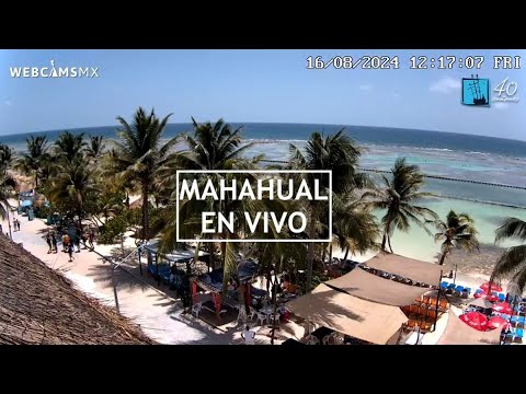 Vista en vivo del pueblo ecoturístico de Mahahual, Quintana Roo