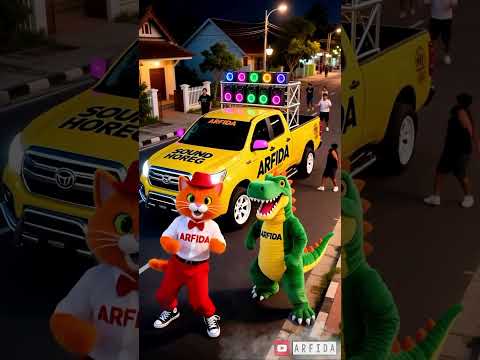 Aku suka nonton sound horeg kucing dan dinosaurus joget truk sound system #soundhoreg #ai #kucing