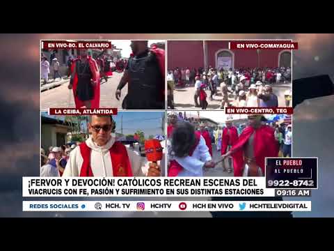 Demostración de fe en Viacrucis en las calles de La Ceiba este Viernes Santo