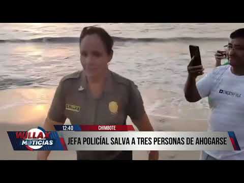 Willax Noticias Edición Mediodía - ENE 22 - JEFA POLICÍAL SALVA A TRES PERSONAS DE AHOGARSE | Willax