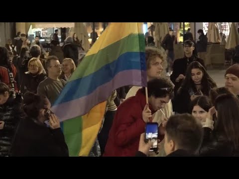LGBT protest in Serbia after reported case of police harassment of gay men and bisexual woman