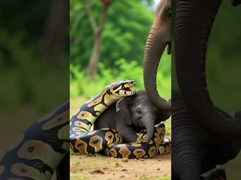 Anaconda attack on Elephant #shortsfeed #animals #shortvideo #wildlife