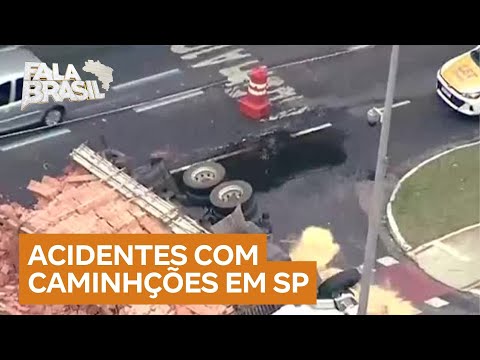 Caminhões virados atrapalham trânsito e ameaçam vidas