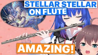 Vtuber Plays Suisei's Stellar Stellar Using A Flute On Matsuri's Chann