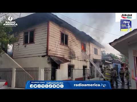 Incendio Barrio Medina  de SPS consume vivienda de dos plantas
