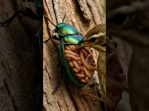 Little bird heals the beetle’s heart#birdandbeetle #healing #shorts