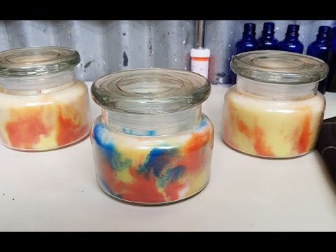Making a tie dye candle,  soy wax