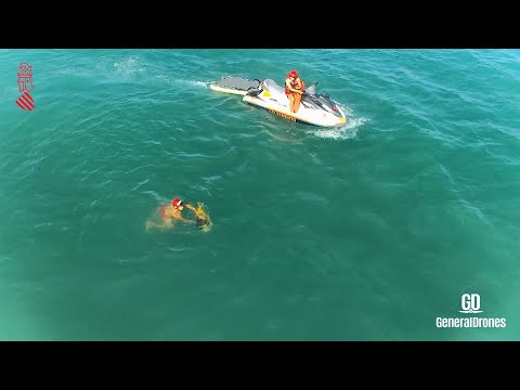 Rescatada una tortuga atrapada en una red de pesca gracias a un dron