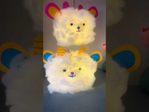 Cute and easy cotton wool lantern🏮#diylantern #cute lantern #မီးပုံးလုပ်နည်း#shorts