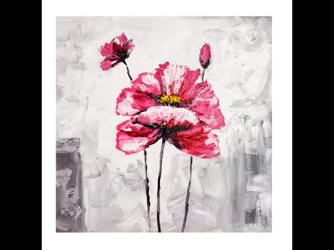 Flower painting with acrylic colour