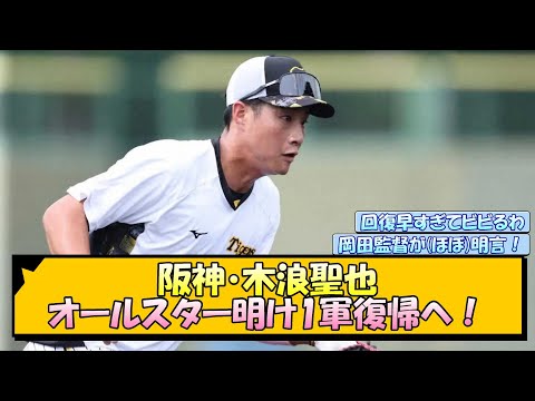 阪神・木浪聖也 オールスター明け1軍復帰へ！【なんJ/2ch/5ch/ネット 反応 まとめ/阪神タイガース/岡田監督/小幡竜平】