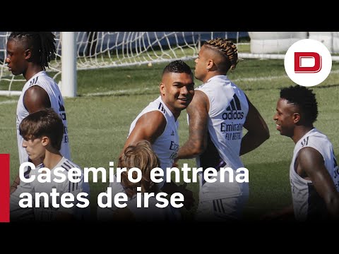 Un sonriente Casemiro entrena con el Real Madrid y Ancelotti confirma su marcha