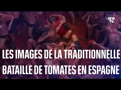 Les images de la traditionnelle bataille de tomates, la “Tomatina”, à Buñol en Espagne
