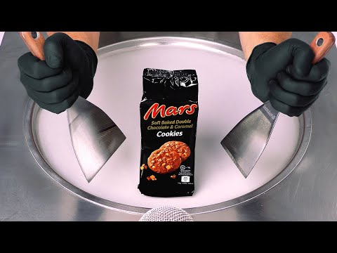 ASMR | Mars Cookies - how to turn soft baked double Chocolate & Caramel Cookies into Ice Cream Rolls