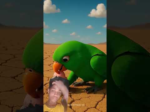 parrot plants a ice cream tree in desert and feeds to all animals 😱 #parrot #ai