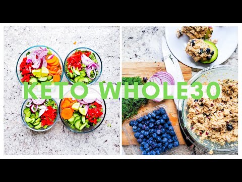 What I Eat in a Day on a Keto Whole30 [salmon salad, spiced pork chops with mushroom gravy]