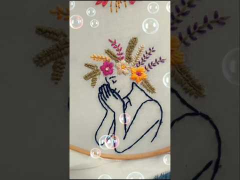 embroidery women with flowers #lineart #embroiderydesign #womenembroiderb#trendingshorts #viral