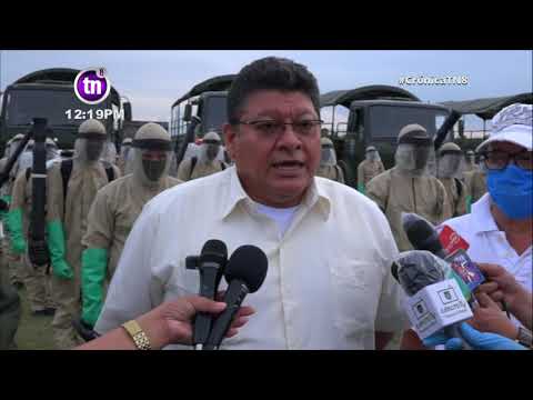 Ejército realiza desinfección de espacios públicos en Sébaco - Nicaragua