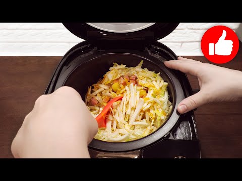 Вкусный ужин. Большое блюдо для всей семьи. Тушеная картошка с капустой в мультиварке Вас покорит!
