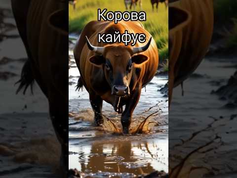 Ця корова любить грязюку, прям дуже! #корова #корови  #тварини #бик #cow #animals #funnyanimals