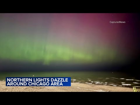 Northern lights dazzle in sky above Chicago