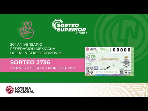 Sorteo Superior No. 2736  30° Aniversario Federación Mexicana de Cronistas Deportivos