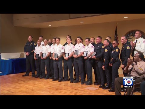 Firefighters honored after saving fellow first responder during training