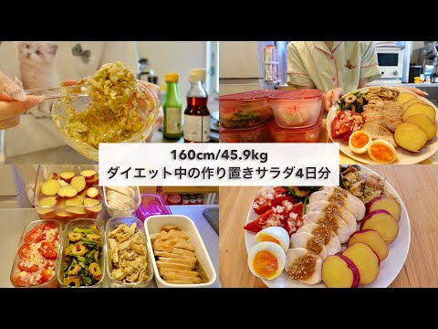 【4日間サラダダイエット🔥】-14kg達成!🔥ダイエット中のリアル4日間の食事🍽️🥗｜ワンプレートサラダ4日分｜Healthy Salad Recipes For Weight Loss【ダイエット】
