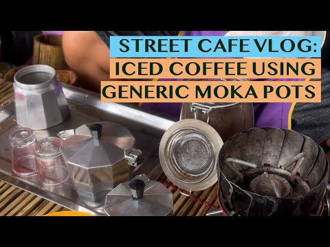 STREET CAFE VLOG: 50 BAHT ICED LATTE USING GENERIC MOKA POTS - Mountainside Café Chiangrai Thailand