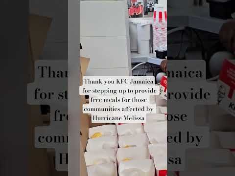 KFC Jamaica providing free meals to the communities that are affected. Thank you! #hurricanemelissa
