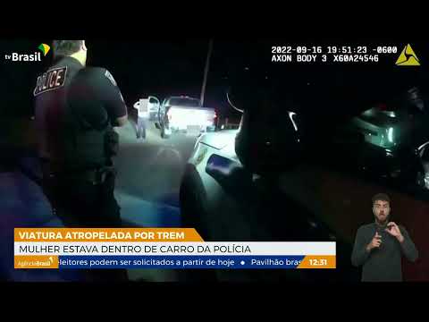 Trem atinge viatura nos EUA; uma mulher foi ferida Trem atinge viatura nos EUA; uma mulher foi ferida