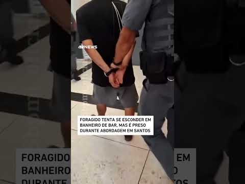 Foragido tenta se esconder em banheiro de bar, mas é preso durante abordagem em Santos #shorts