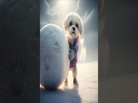 Maru Builds a Giant Snowball ❄️ and Gets a Snow Crown!