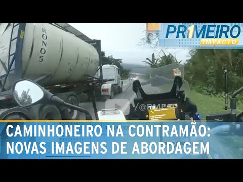 Imagens da PM mostram abordagem a caminhoneiro que andou na contramão | Primeiro Impacto (08/10/24)