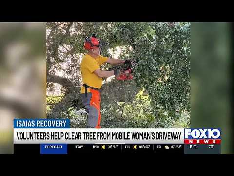 Volunteers help clear tree from <strong>Mobile</strong> woman's driveway