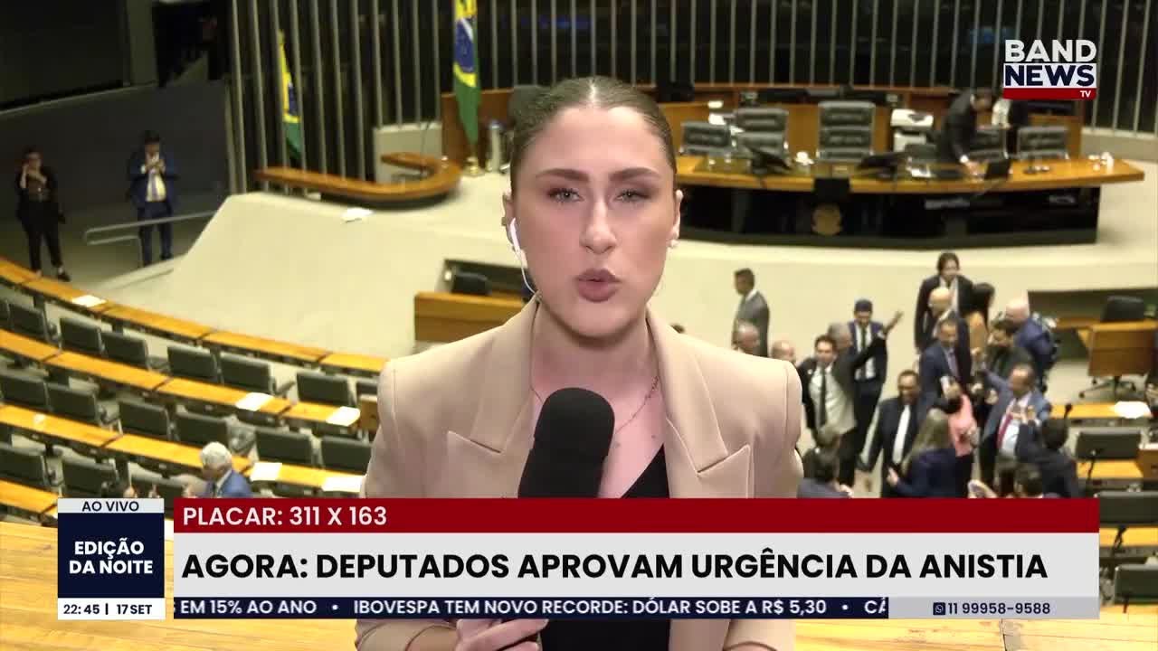 Câmara dos Deputados aprova urgência do projeto de anistia