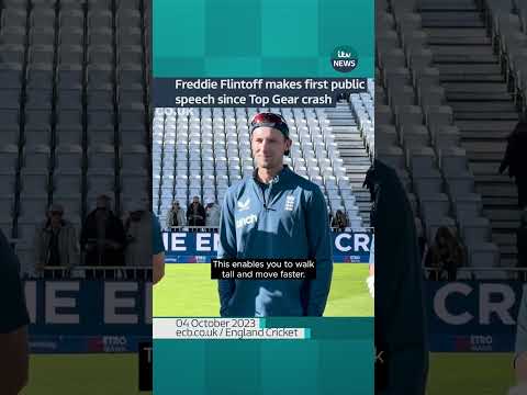 Freddie Flintoff makes first public speech since Top Gear crash #ITVNews #cricket